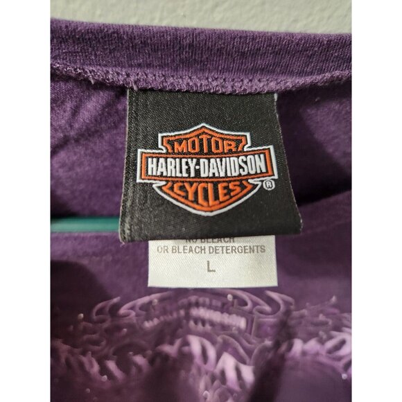 Harley Davidson Women Long Sleeves T-Shirt Purple Size Large Quebec Local Dealer - Picture 3 of 10
